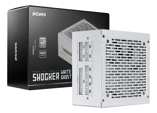 🔥 Fonte Gamer Pcyes Shocker Full Modular 600w 80 Plus White - Branco