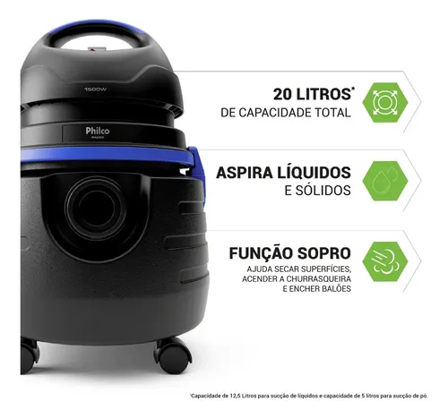 Aspirador De Água E Pó Philco 1500w 20L