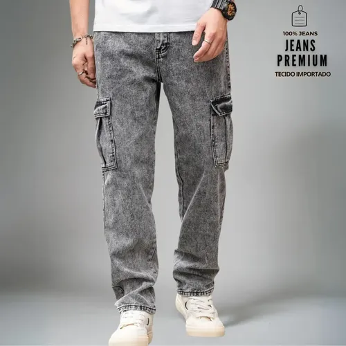 Calça Cargo Baggy Jeans Streetwear