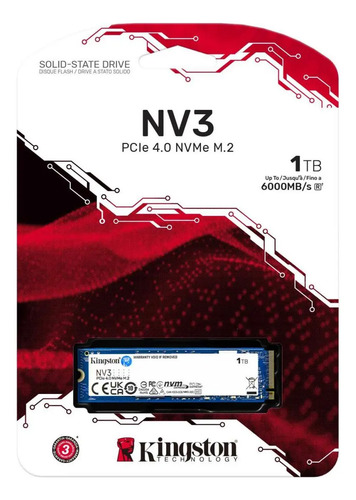 🔥SSD M.2 NVMe 1TB PCIe 4.0 Kingston NV3 Leitura 6000 MB/s e Gravação 4000 MB/s