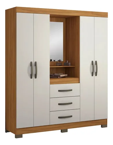 Guarda-roupa Notavel Nt 5015 Nt 5015 Cor Freijó/off White De Mdf Com 4 Portas Articuladas