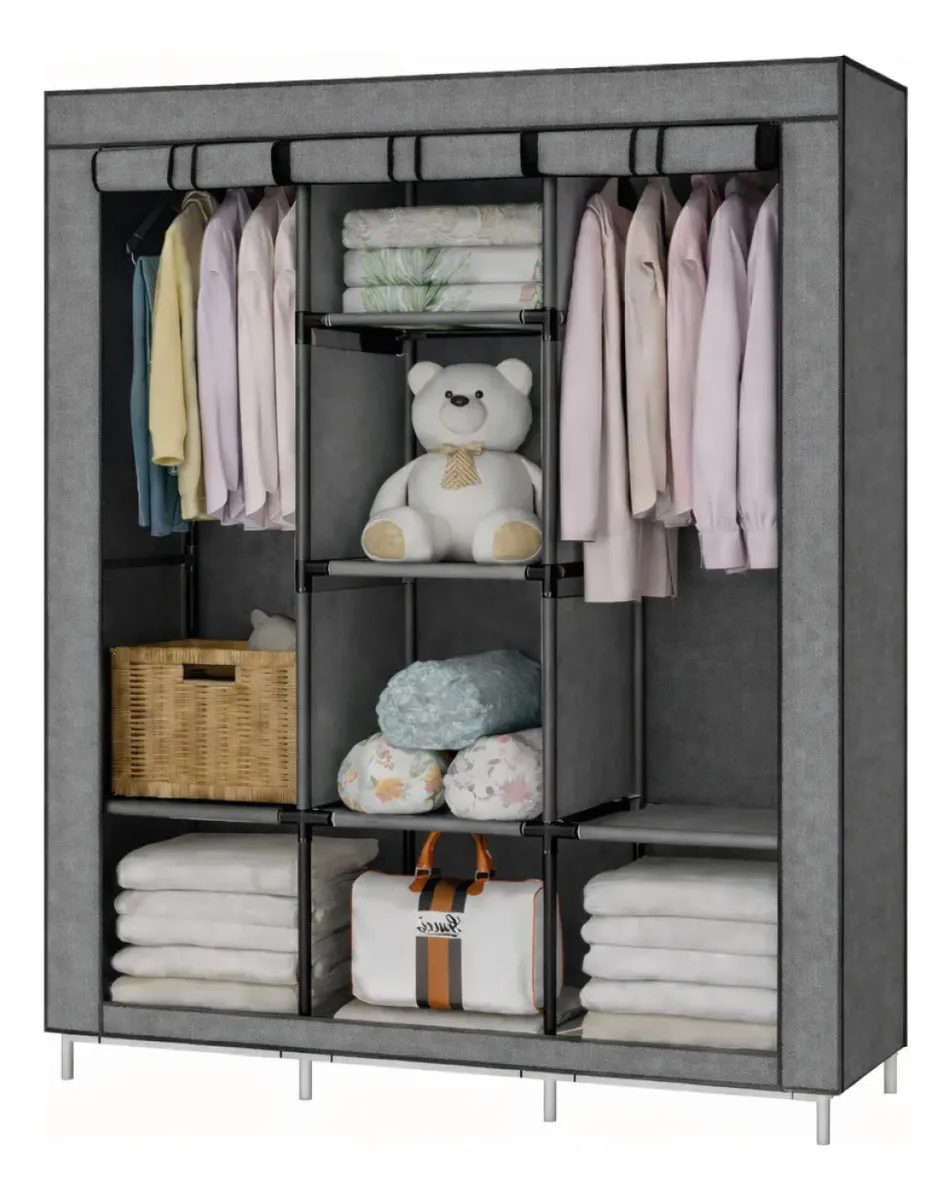Guarda-Roupa Organizador Dobrável Cinza
