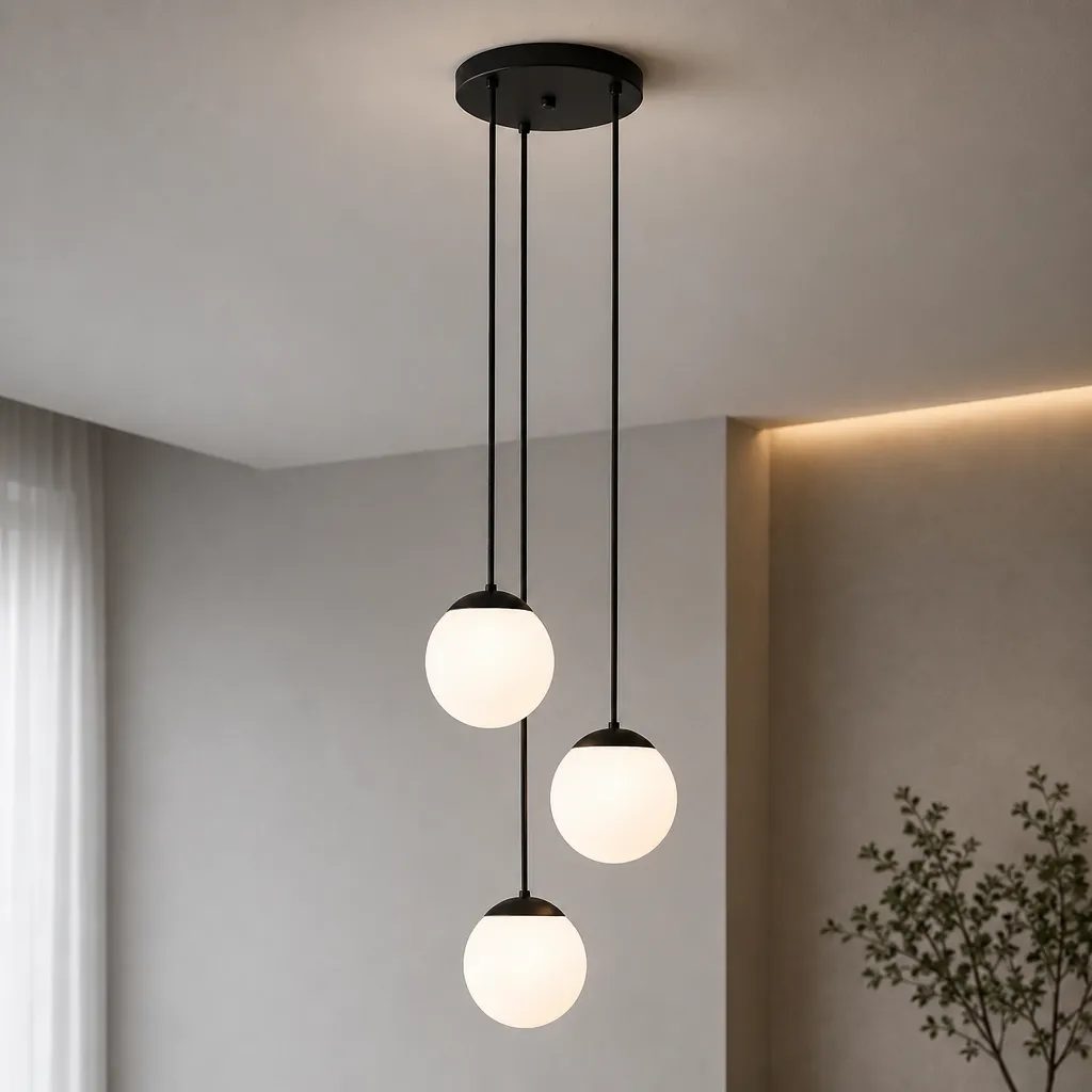 Pendente Lampada Led Triplo Globo Vidro Bola Moon Jabuticaba