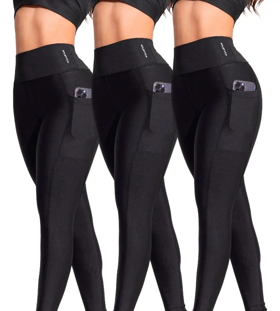 Kit com 3 Legging Com Bolso Fitness Atletyca