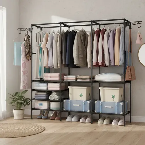 Cabideiro Arara Closet Roupas Sapateira Triplo