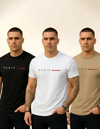 Kit 3 Camisetas Paris Masculinas Algodão Premium