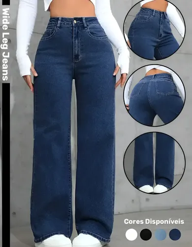 Calça Wide Leg Jeans Feminina