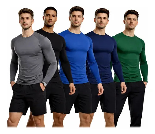 Kit com 5 Camiseta Térmica Segunda Pele Proteção UV