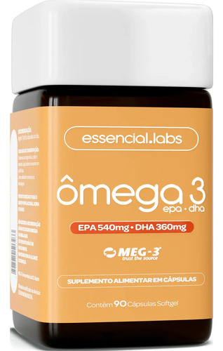 Ômega 3 EPA DHA 1000mg com Selo MEG-3 - 90 Cápsulas Softgel