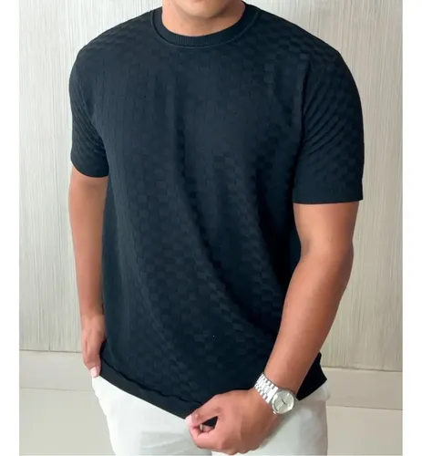 Camiseta Masculina Xadrez Tricô (3 cores)
