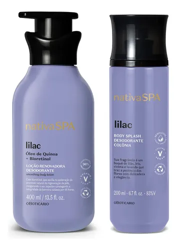 Nativa Spa Lilac: Loção Corporal 400ml + Body Splash 200ml