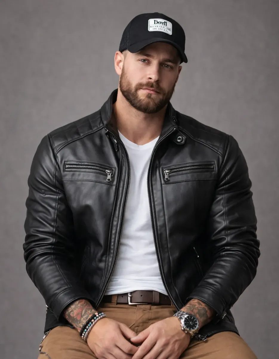 Jaqueta de Couro Masculina Impermeável