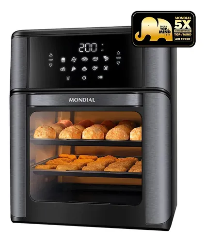 Fritadeira Elétrica Forno Oven 12 Litros Preto Mondial