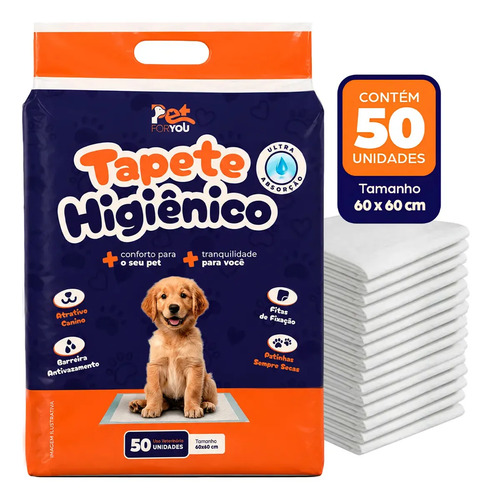 Tapete Higiênico Pet 50 Unidades 60x60