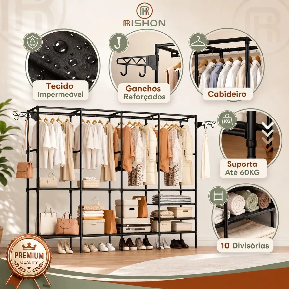 Rishon Guarda-Roupa Closet Desmontável