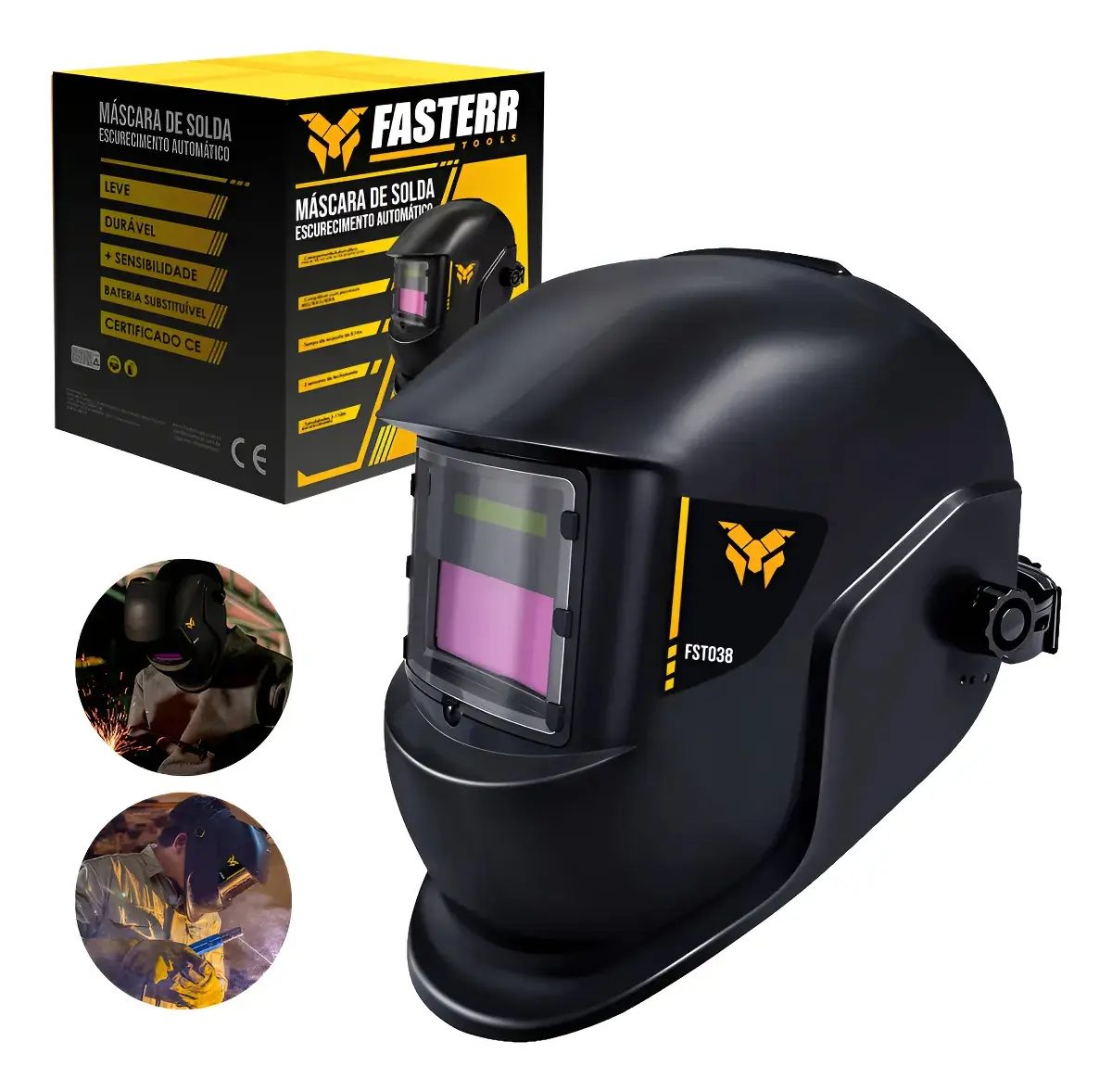 Máscara De Solda Automática Escurecimento Fasterr Fst038 Cor DIN11