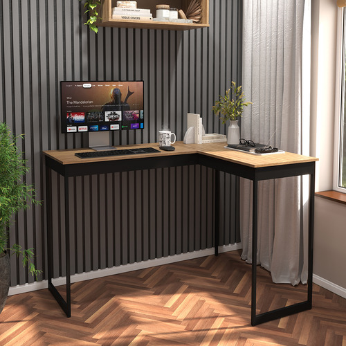 Escrivaninha em L Industrial Pier Mesa de Canto Home Office