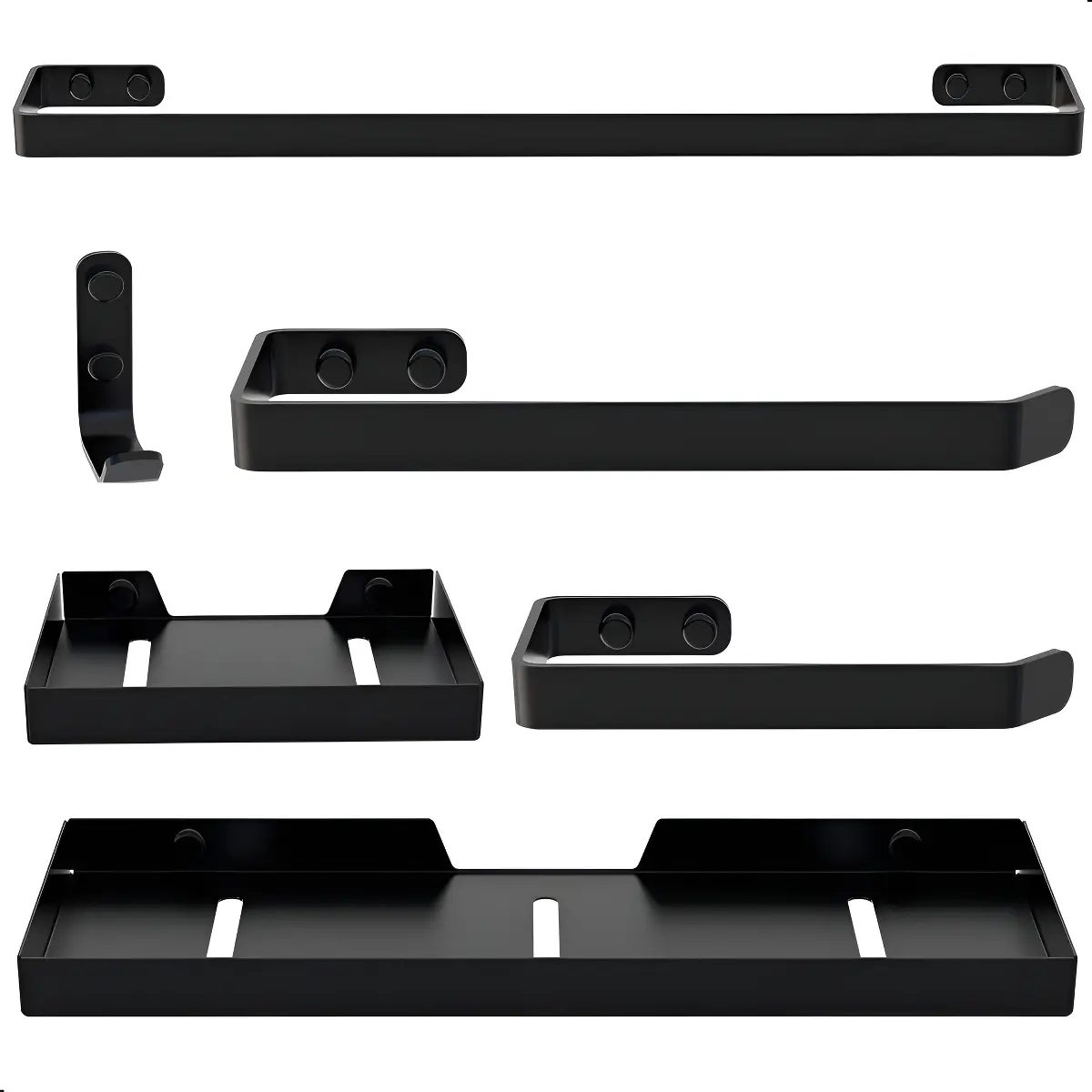 Kit Banheiro Preto Fosco 6 Peças