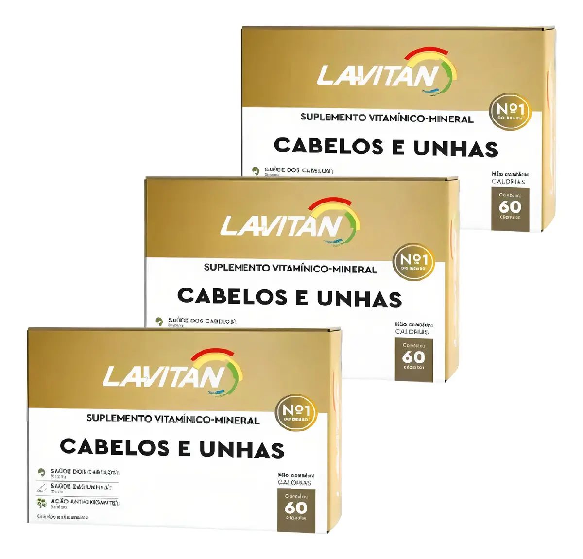 Biotina, zinco e selênio Lavitan em cápsula Sem sabor 3 kits de 60 un