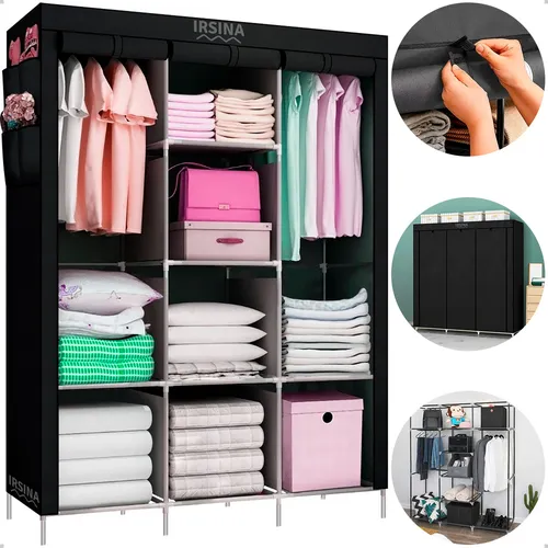 ✅ Guarda Roupa Dobrável IRSINA 8 Prateleiras