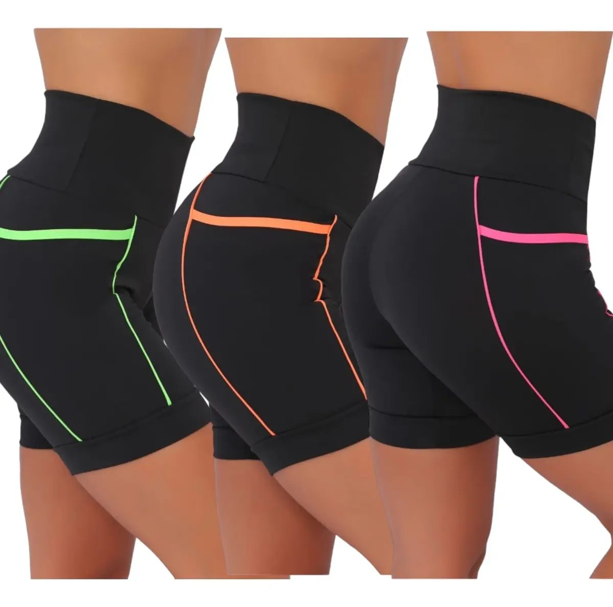 Kit 3 Bermudas Ciclista Feminina Com Bolsos Laterais