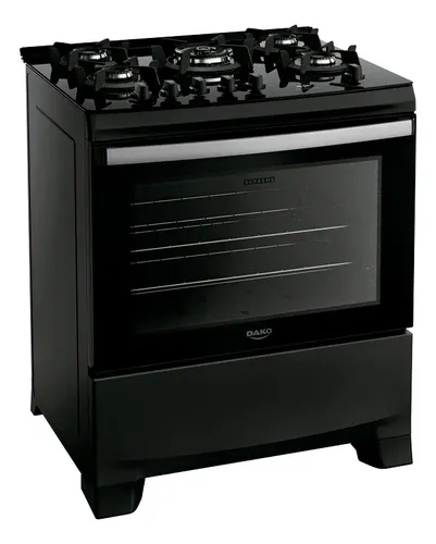 Fogão 5 Bocas Dako Supreme Black Glass com Mesa de Vidro