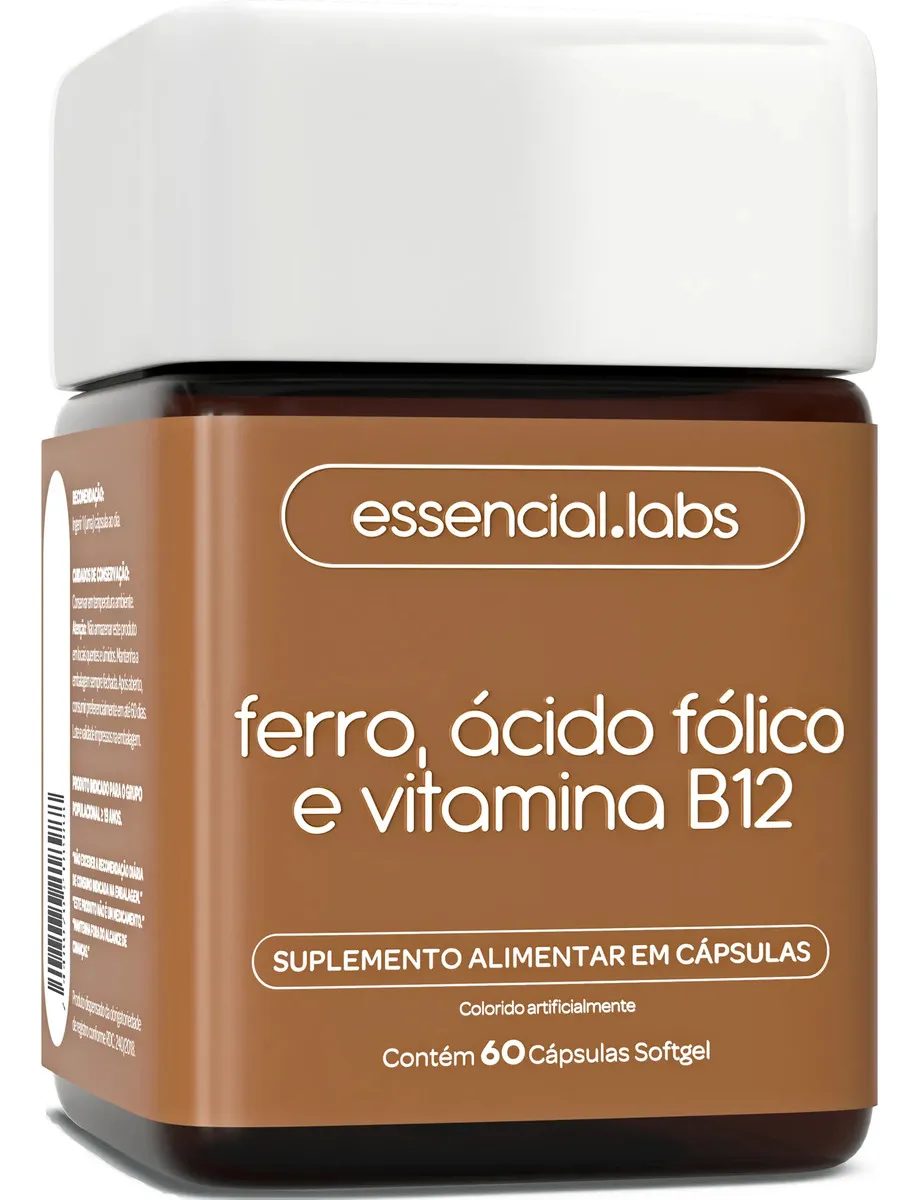 Ferro com Ácido Fólico e Vitamina B12 - 60 Cápsulas Softgel