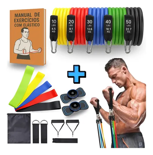 Kit 19 Itens Fitness Esportivos Para Treino Em Casa