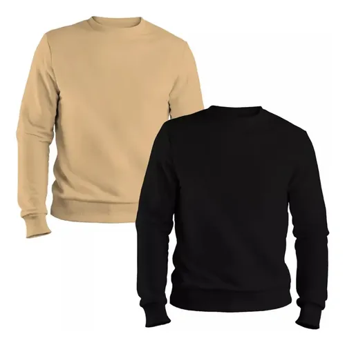 Kit 2 Moletom Blusa Frio Unissex Gola Redonda Careca