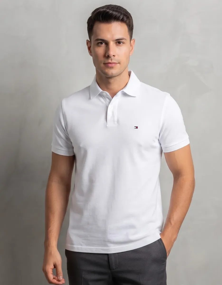 Camisa Polo Branca Tommy Hifilger Masculina