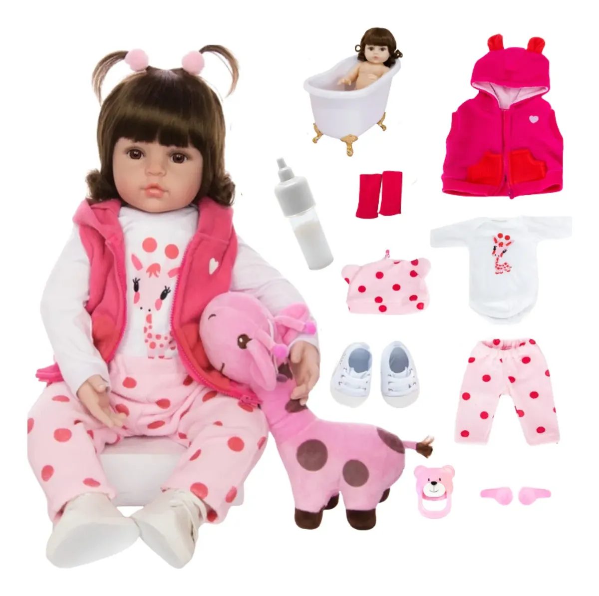 Boneca Bebê Reborn Menina Girafinha