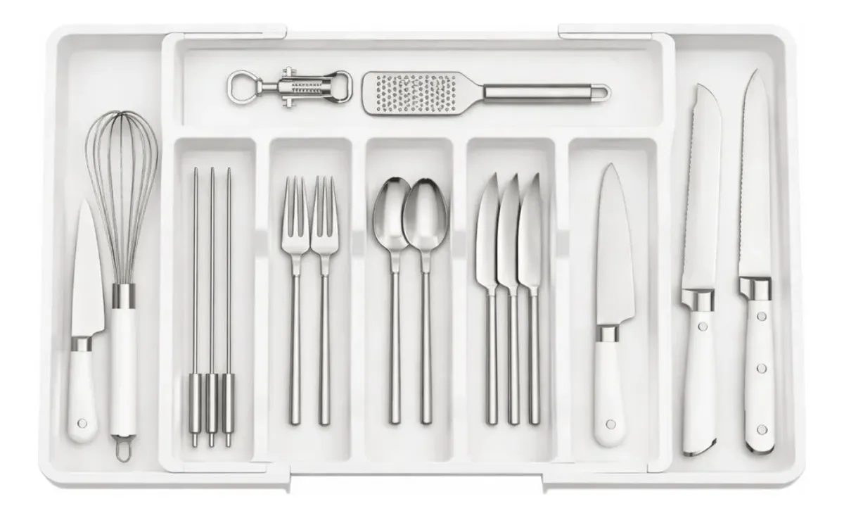 Organizador Porta Talheres Gaveta Para Cozinha Com Extensor
