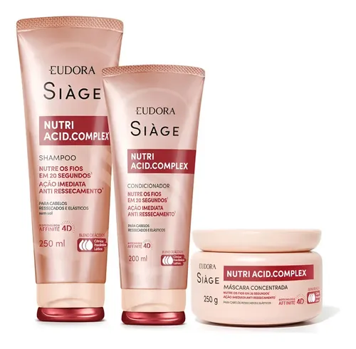 Kit 3 Siàge Nutri Acid Complex Shampoo Condicionador Máscara
