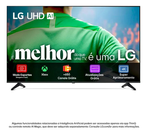 Smart TV LG UHD AI UA75 43 polegadas HDR10 Pro Processador α7 AI Ger8 webOS 25