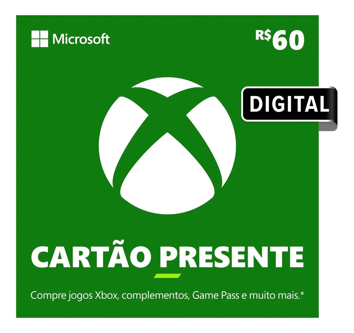 Xbox Cartão Presente R$ 60 Gift card (Digital)