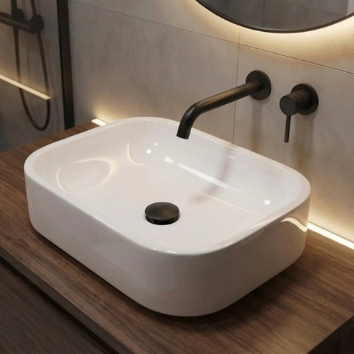 Cuba Pia De Apoio Sobrepor 37x27cm Branca Para Banheiro Lavabo Armário Gabinete Suspenso L