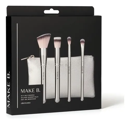 Kit Pincel De Maquiagem Make B. Essentials O Boticário Cor Prateado