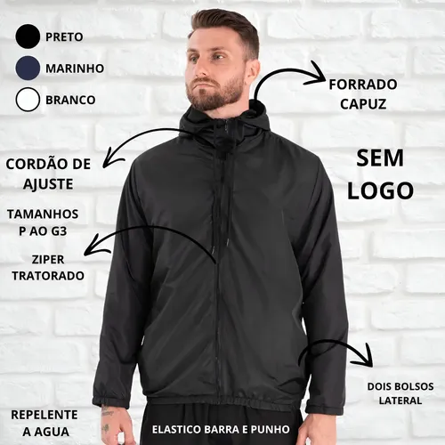 Jaqueta Corta Vento Liso (3 cores)