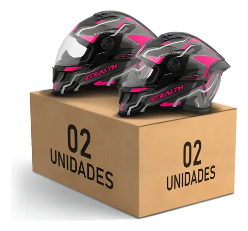 Kit 2 Capacete Stealth Hawk Viseira Cristal Pro Tork