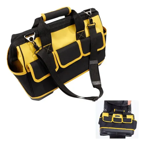 Mala Bolsa para Ferramentas Fundo Rigido preta e amarela