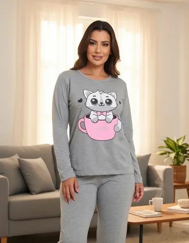 Pijama De Frio Camisa E Calça De Malha