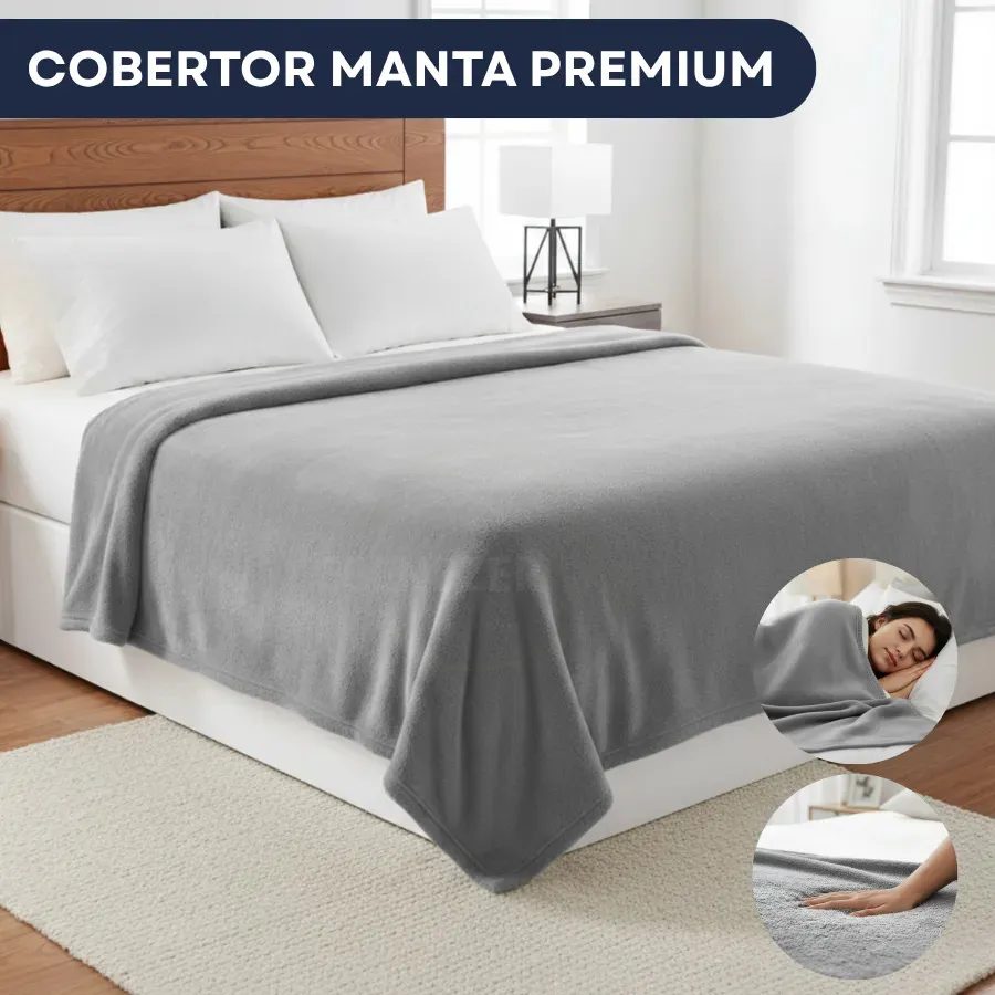 Manta Casal Soft Veludo Cinza
