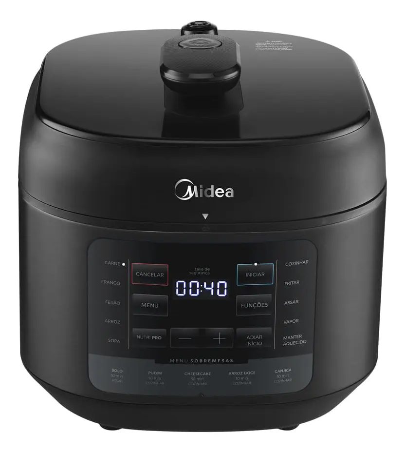 Panela De Pressão Elétrica 5l Nutripro Preta Midea Cor Preto