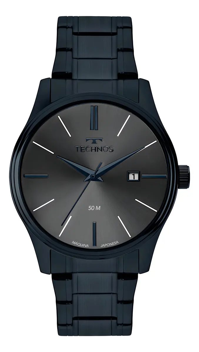 Relógio Technos Masculino Steel Azul - 2115ubt/1f Bisel Cinza