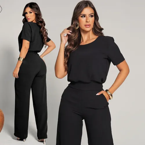 Conjunto Feminino Social Calça Pantalona E Blusa Soltinha