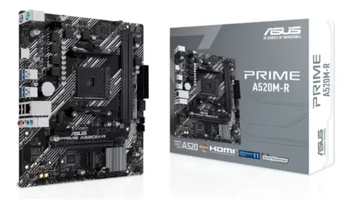 Placa Mãe Asus Prime A520m-r Am4 Ddr4 M.2 Chipset A520 Hdmi Preto