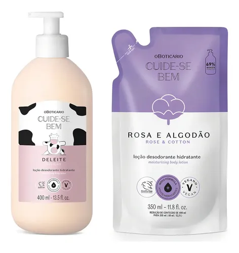 🔥 Combo Cuide-se Bem: Loção Corporal Deleite 400ml + Refil Ros