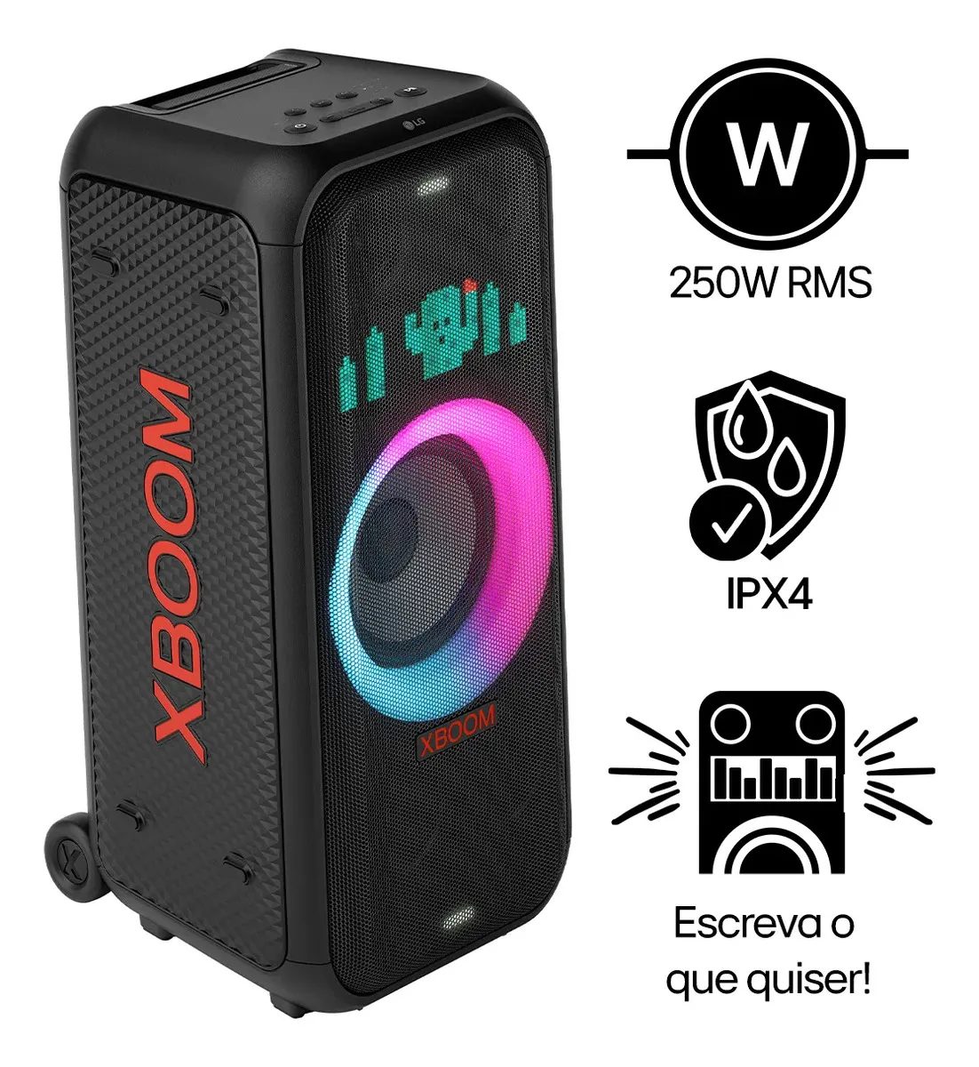 Caixa de Som LG XBOOM XL7T Bluetooth 5.1, 250W, Som Potente, LED Personalizável, Party Mod