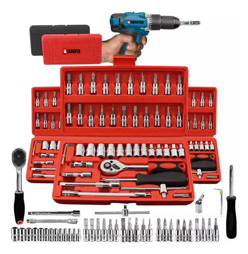 Kit Chave Catraca Soquete 46 Peças
