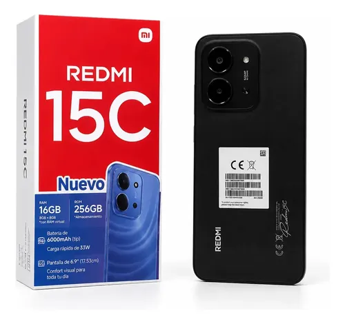 Xiaomi Redmi 15c 16gb Ram 256Gb Dual Sim 50mp Fm Impressão digital Dimm preta